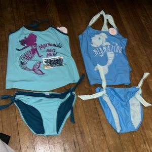 2 new girls bathing swimsuit mermaid justice blue clothing bundle 12 vintage